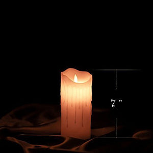 ETRONIC Real Wax 3D Dancing Flame Tear Wave Shaped Flickering Flameless Battery Powered LED Pillar Dripless Motion Candle, Ivory, for wedding, Paries Events Romantic Decorations