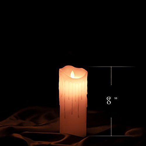 ETRONIC Real Wax 3D Dancing Flame Tear Wave Shaped Flickering Flameless Battery Powered LED Pillar Dripless Motion Candle, Ivory, for wedding, Paries Events Romantic Decorations