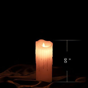 ETRONIC Real Wax 3D Dancing Flame Tear Wave Shaped Flickering Flameless Battery Powered LED Pillar Dripless Motion Candle, Ivory, for wedding, Paries Events Romantic Decorations