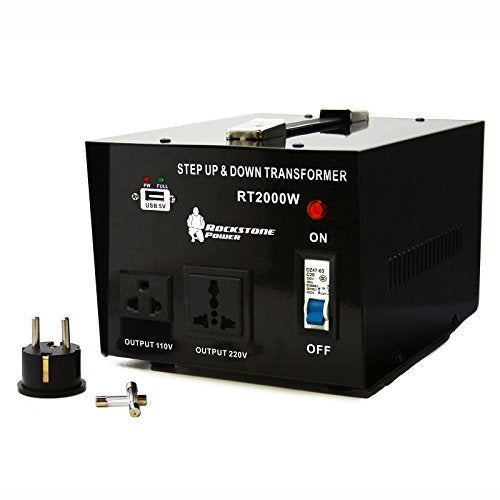 ROCKSTONE POWER 2000 Watt Heavy Duty Step Up/Down Voltage Transformer Converter - Step Up/Down 110/120/220/240 Volt - 5V USB Port - CE Certified