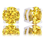 ORROUS & CO Women's 18K White Gold Plated Round Cubic Zirconia Solitaire Stud Earrings (6.80 carats) - Citrine