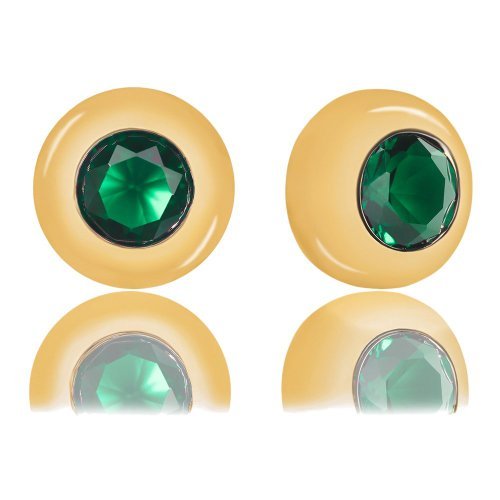 ORROUS & CO Women's 18K Yellow Gold Plated Bezel Cubic Zirconia Solitaire Stud Earrings (5.00 carats) - Emerald