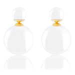 ORROUS & CO Women's 18K Yellow Gold Plated White Shell Pearl Reversible Stud Earrings (15-15.5mm)