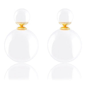 ORROUS & CO Women's 18K Yellow Gold Plated White Shell Pearl Reversible Stud Earrings (15-15.5mm)