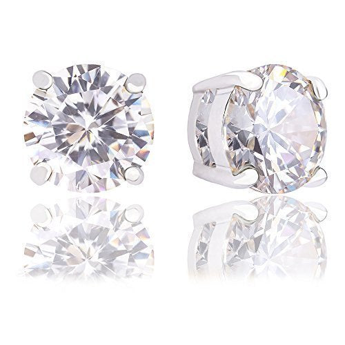 ORROUS & CO Women's 18K White Gold Plated Round Cubic Zirconia Solitaire Stud Earrings (6.80 carats)