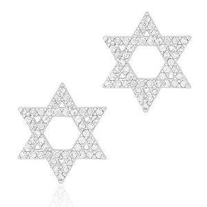 ORROUS & CO Women's 18K White Gold Plated Cubic Zirconia Hexagram Stud Earrings