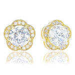 ORROUS & CO Women's 18K Yellow Gold Plated Cubic Zirconia Flower Halo Stud Earrings (2.30 carats)