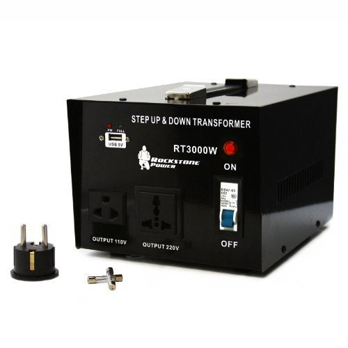 ROCKSTONE POWER 3000 Watt Heavy Duty Step Up/Down Voltage Transformer Converter - Step Up/Down 110/120/220/240 Volt - 5V USB Port - CE Certified