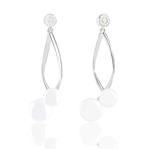 ORROUS & CO Women's 18K Gold Plated Round Simulated Shell Pearls with Cubic Zirconia Earrings