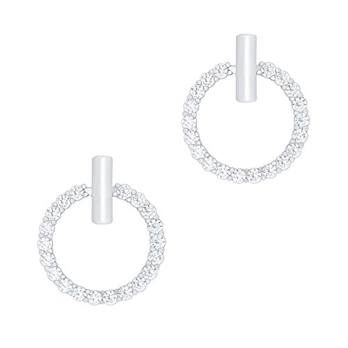 ORROUS & CO Women's 18K White Gold Plated Cubic Zirconia Hoop Halo Stud Earrings