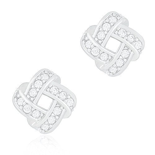 ORROUS & CO Women's 18K White Gold Plated Cubic Zirconia Twisted Love Knot Stud Earrings