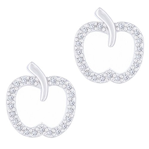 ORROUS & CO Women's 18K White Gold Plated Cubic Zirconia Apple Stud Earring