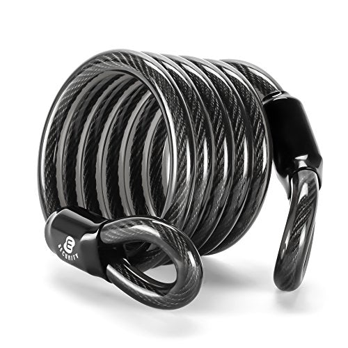 ETRONIC Security Self Coiling Lock M8L Looped End Cable, 6-Feet x 5/8-Inch