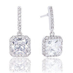 ORROUS & CO Women's 18K Gold Plated Asscher Cut Halo Cubic Zirconia Drop Earrings (2.60 carats)