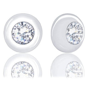 ORROUS & CO Women's 18k White Gold Plated Bezel Cubic Zirconia Solitaire Stud Earrings (5.00 carats)