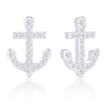 ORROUS & CO Women's 18K White Gold Plated Cubic Zirconia Anchor Stud Earrings