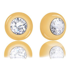 ORROUS & CO Women's 18k Yellow Gold Plated Bezel Cubic Zirconia Solitaire Stud Earrings (5.00 carats)