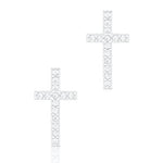 ORROUS & CO Women's 18K White Gold Plated Cubic Zirconia Cruciform Cross Stud Earrings