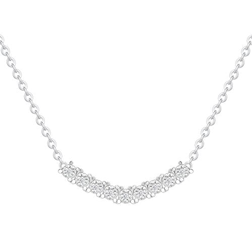 ORROUS & CO Women's 18K White Gold Plated Cubic Zirconia Arch Pendant Necklace