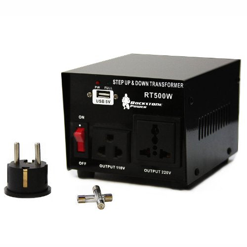 ROCKSTONE POWER 500 Watt Heavy Duty Step Up/Down Voltage Transformer Converter - Step Up/Down 110/120/220/240 Volt - 5V USB Port - CE Certified