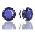 ORROUS & CO Women's 18K White Gold Plated Round Cubic Zirconia Solitaire Stud Earrings (6.80 carats) - Sapphire