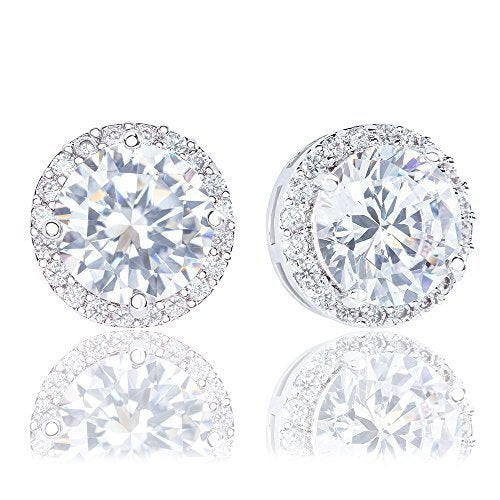 ORROUS & CO Women's 18K Gold Plated Cubic Zirconia Round Halo Stud Earrings (3.45 carats)