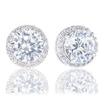 ORROUS & CO Women's 18K Gold Plated Cubic Zirconia Round Halo Stud Earrings (3.45 carats)