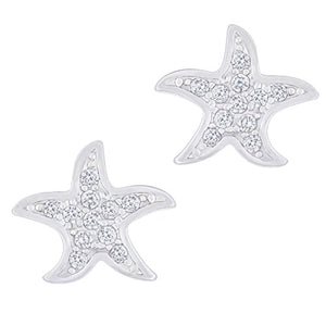 ORROUS & CO Women's 18K White Gold Plated Cubic Zirconia Starfish Stud Earrings