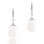 ORROUS & CO Women's 18K Gold Plated White Simulated Shell Pearl with Cubic Zirconia Accented Drop Earrings (11.5-12 mm)