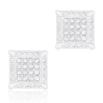 ORROUS & CO Women's 18K White Gold Plated Cubic Zirconia Ice Cube Dice Shape Unisex Stud Earrings