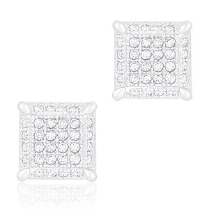 ORROUS & CO Women's 18K White Gold Plated Cubic Zirconia Ice Cube Dice Shape Unisex Stud Earrings