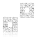 ORROUS & CO Women's 18K White Gold Plated Cubic Zirconia Hollow Square Unisex Stud Earrings