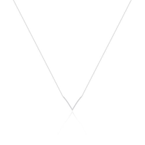 ORROUS & CO Women's 18K White Gold Plated Cubic Zirconia V Shape Pendant Necklace