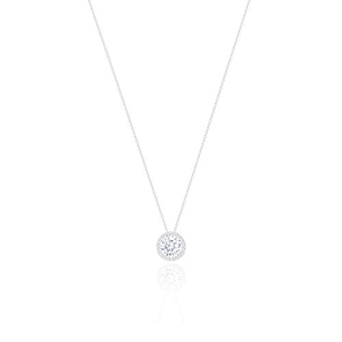 ORROUS & CO Women's 18K White Gold Plated Cubic Zirconia Round Shape Halo Pendant Necklace (3.45 Carats)