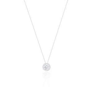 ORROUS & CO Women's 18K White Gold Plated Cubic Zirconia Round Shape Halo Pendant Necklace (3.45 Carats)