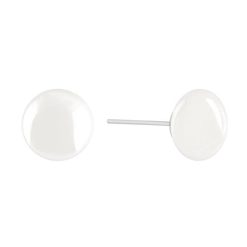 ORROUS & CO Women's 18K White Gold Plated Button Cultured Freshwater Pearl Stud Earrings (7.0-7.5mm)