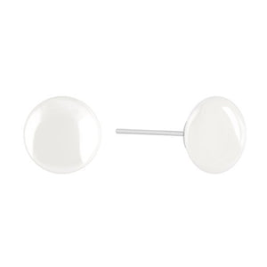 ORROUS & CO Women's 18K White Gold Plated Button Cultured Freshwater Pearl Stud Earrings (7.0-7.5mm)