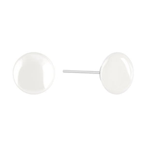 ORROUS & CO Women's 18K White Gold Plated Button Cultured Freshwater Pearl Stud Earrings (10.5-11.0mm)
