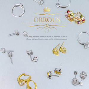 ORROUS & CO Women's 18K White Gold Plated Cubic Zirconia Arch Pendant Necklace