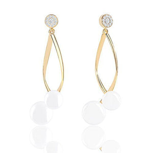ORROUS & CO Women's 18K Gold Plated Round Simulated Shell Pearls with Cubic Zirconia Earrings
