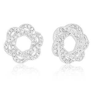 ORROUS & CO Women's 18K White Gold Plated Cubic Zirconia Emerald Cut Halo Stud Earrings (1.65 carats)
