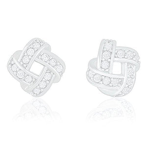ORROUS & CO Women's 18K White Gold Plated Cubic Zirconia Twisted Love Knot Stud Earrings