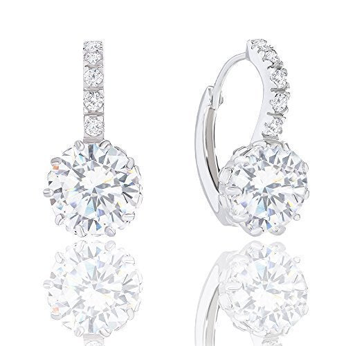 ORROUS & CO Women's 18K Gold Plated Solitaire Cubic Zirconia Leverback Earrings (5.00 carats)