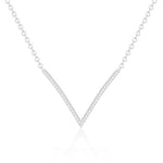 ORROUS & CO Women's 18K White Gold Plated Cubic Zirconia V Shape Pendant Necklace