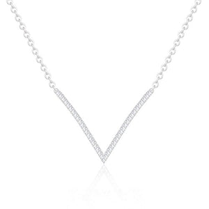 ORROUS & CO Women's 18K White Gold Plated Cubic Zirconia V Shape Pendant Necklace