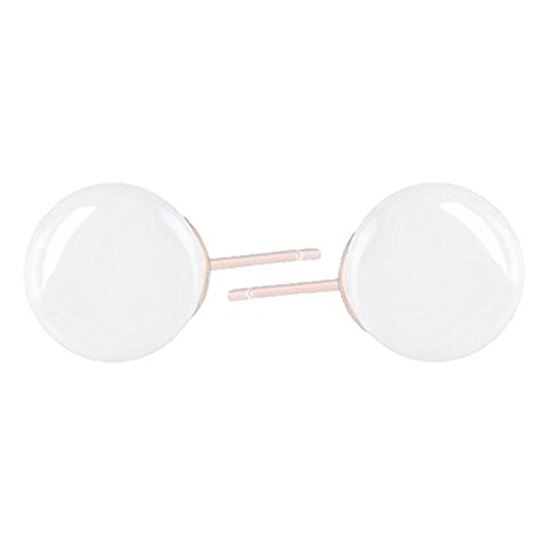 ORROUS & CO Women's 18K White Gold Plated Round Shell Pearl Stud Earrings (8.5-9.0mm)