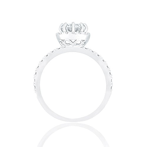 ORROUS & CO Women's 18K White Gold Plated Cushion Halo Cubic Zirconia Engagement Ring (1.90 Carats)