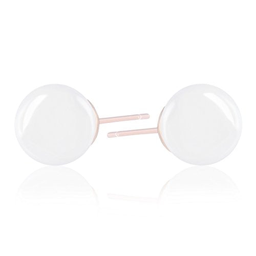 ORROUS & CO Women's 18K White Gold Plated Round Shell Pearl Stud Earrings (10.0-10.5mm)