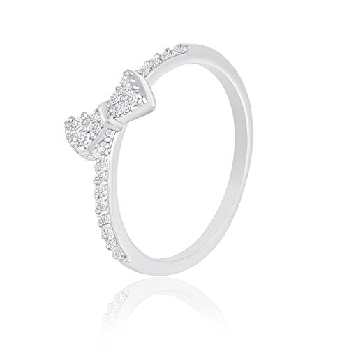 ORROUS & CO Women's 18K White Gold Plated Cubic Zirconia Bow Ring