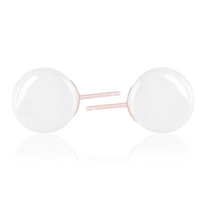 ORROUS & CO Women's 18K White Gold Plated Round Shell Pearl Stud Earrings (7.0-7.5mm)